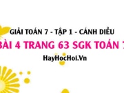 Giải bài 4 trang 63 Toán 7 Tập 1 SGK Cánh Diều